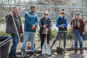 Volunteers from Target complete a group volunteering project at Avivo.